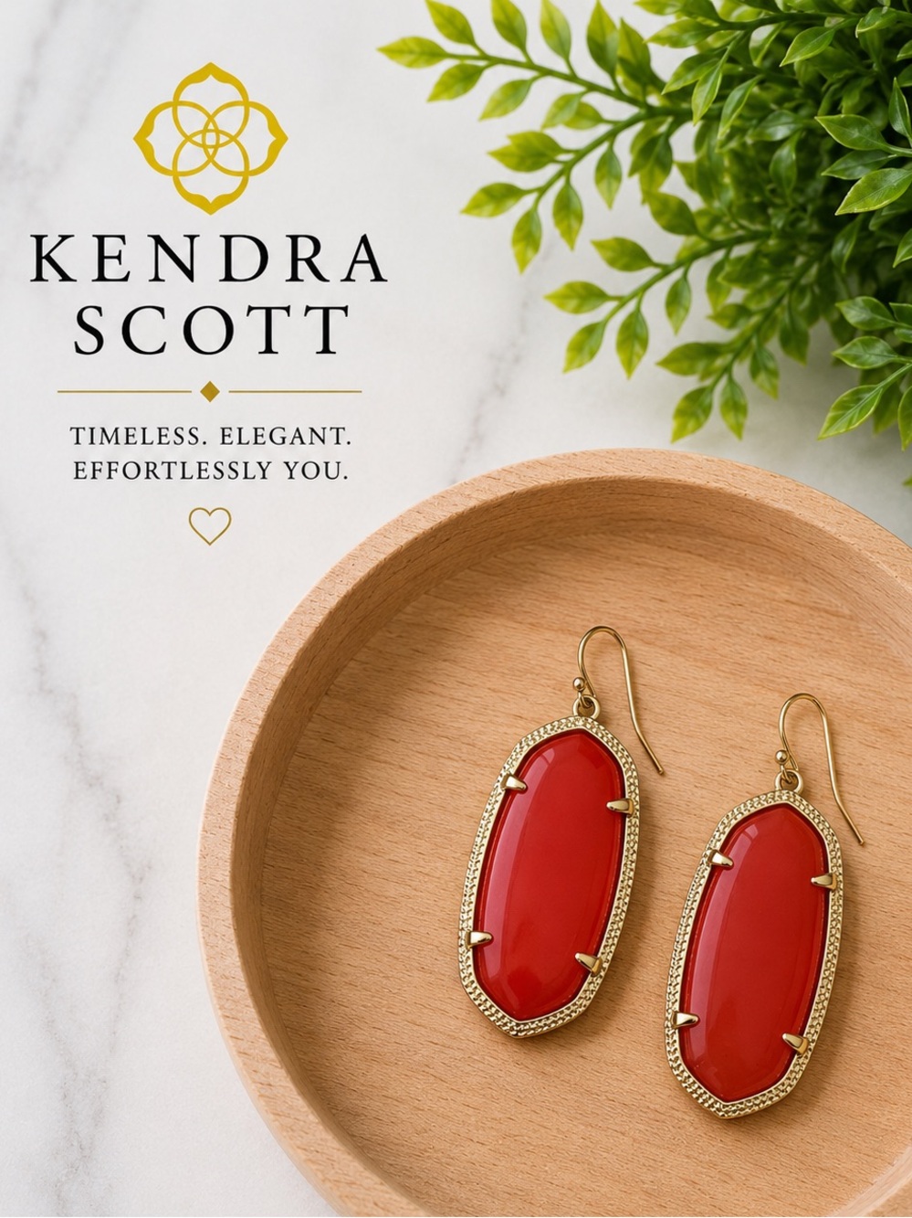 ❤️ Kendra Scott Red Stone Gold Tone Elle Drop Earrings